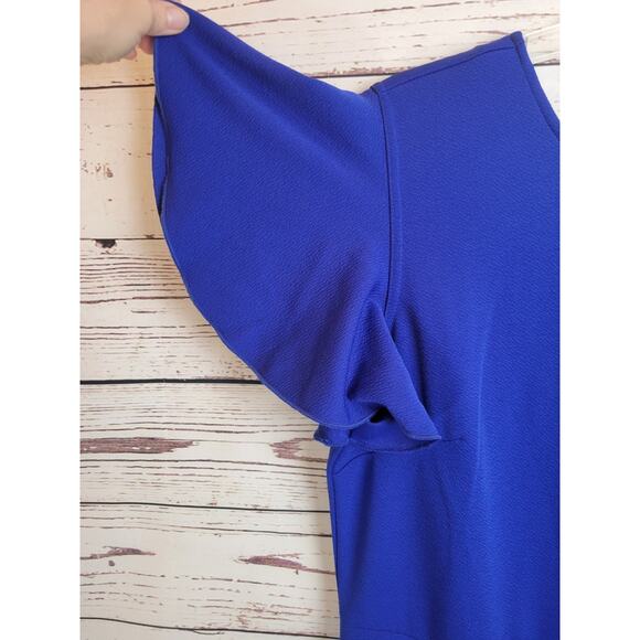 Helyo Fashion Midi A-Line Dress Blue Flutter Sleeve Elegant Women's Size 2XL - Picture 6 of 11